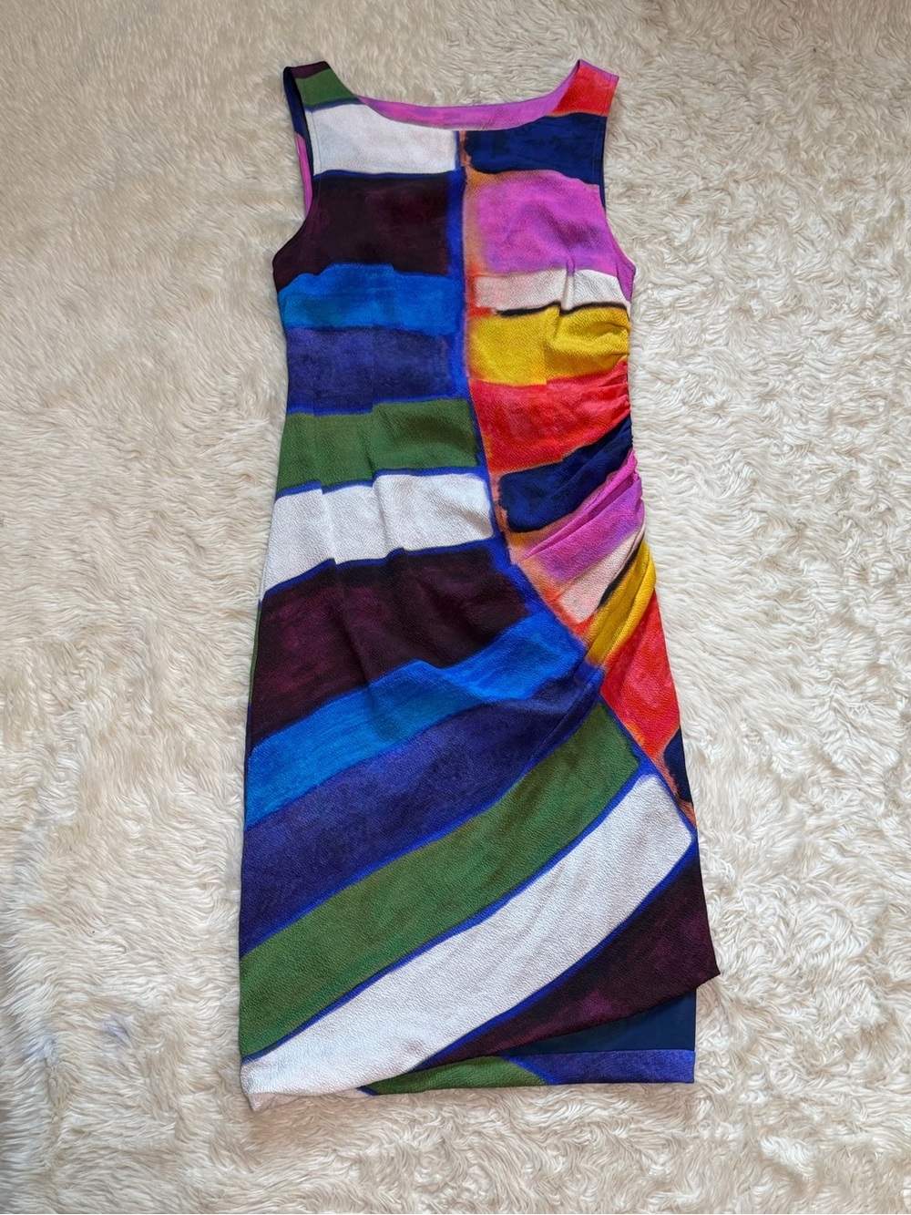Tracy Reese Silk Blend Abstract Print Ruched Sheath Dress - Size 4